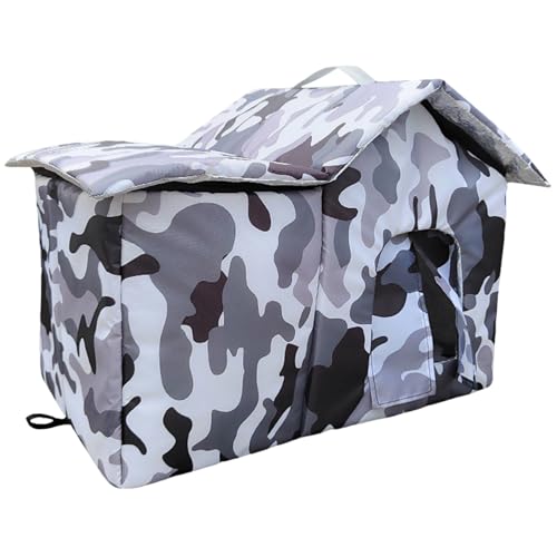 Casa para gatos al aire libre, resistente al viento, cálida, masticable, casa para gatos para mascotas en invierno, para garaje, granero, terraza, patio trasero, jardín, parque, zona residencial