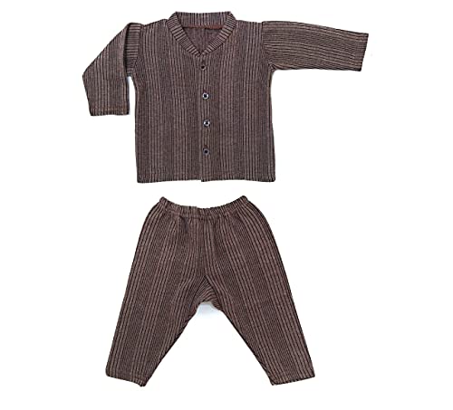Image of TANGY Kids Thermal Set Front Open Inner Winter Wear Top & Pyjama Body Warmer for New Born Infants Baby Boys & Baby Girls in Dark Color
