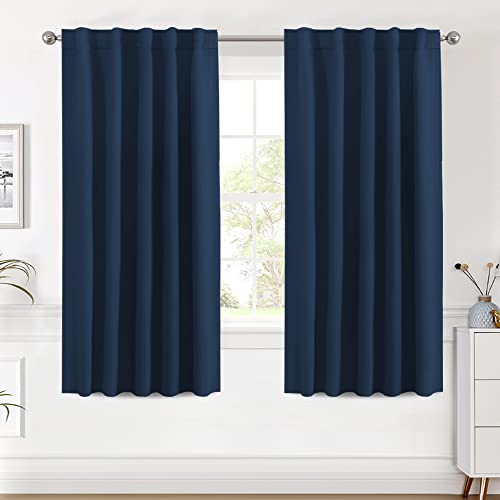 Image of H.VERSAILTEX Blackout Curtains Thermal Insulated Window Treatment Panels Room Darkening Blackout Drapes for Living Room Back Tab /Rod Pocket Bedroom Draperies (2 Panels, Navy Blue, 42 x 63 Inch)