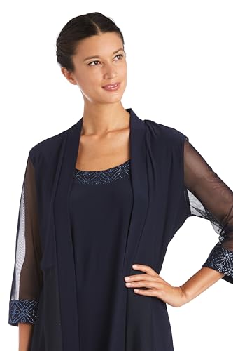 Image of R&M Richards Women's Petite Glitter Trim Jacket Dress