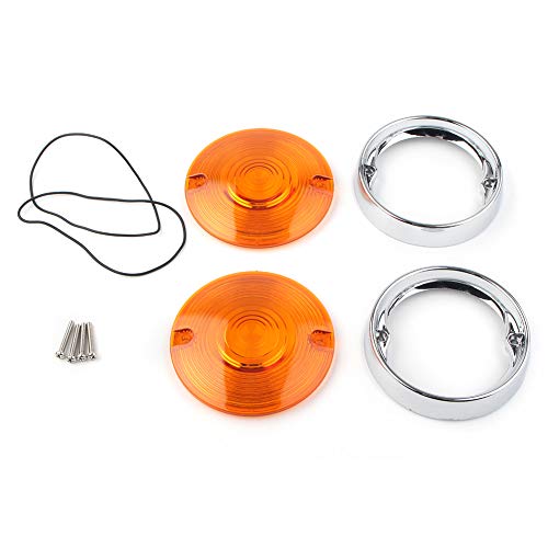 Bacar Motorbike Indicator Blinker Lamp Cover Guard with Trim Rings for Harley Davidson 3-1/4