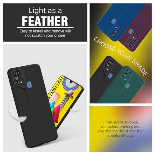 Image of WOW IMAGINE Slim Back Cover for Samsung Galaxy M31 Prime | M31 | F41 | Blade Series Ultra Thin Case with Lightweight Design | Camera Protection | Soft Matte Silicone Flexible Mobile Case - Black