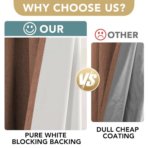 Image of H.VERSAILTEX 100% Blackout Curtains for Bedroom Thermal Insulated Linen Textured Curtains Heat and Full Light Blocking Drapes Living Room Curtains 2 Panel Sets, Washed Spice, 52x45 Inch