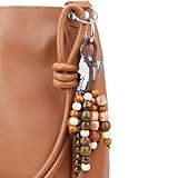 Natural Bodhi Healing Wood Beaded Keychain Handmade Lucky Key Ring Handcraft Purse Charms Pendant Decoration for Bags