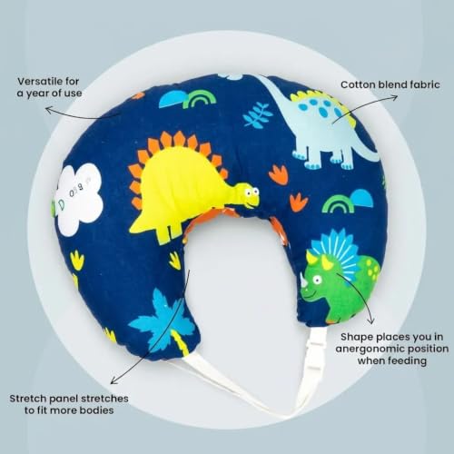 Image of BAYBEE Feeding Pillow for New Born Baby | Breast Feeding Pillow with Removable & Washable Cover | Nursing Pillow for Breastfeeding Support Cushion for Propping, Tummy Time & Sitting for Baby (Blue)