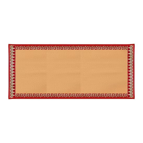 8 Feet x 2 Feet Pooja Asan Carpet | Traditional Prayer Mat for Mandir | Long Pooja Aasan for Temple, Festivals & Religious Ceremonies | Decorative Floor Mat for Home (Beige with red Border)-image-29