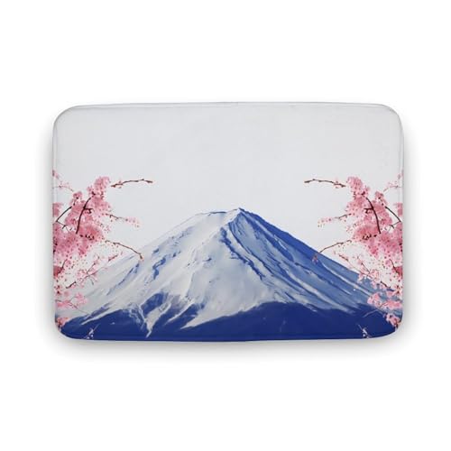 玄関マット室内 富士山 桜 和風 泥落としマット 滑り止め 50x80cm 大判 カーペット 耐摩耗性 吸水 ドアマット バスマット ふわふわ 柔らか 洗える 抗菌防臭 足拭きマット 廊下 洗面所 掃除 ラグマット オールシーズン適用 水洗い お手入れ簡単