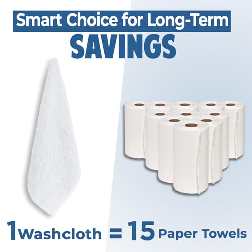 Image of DAN RIVER 24 Pack Wash Cloths for Showering [12x12] - 100% Cotton Washcloths Premium Quality Flannel Face Cloths for Bathroom, Highly Absorbent and Soft Feel Wash Clothes, White