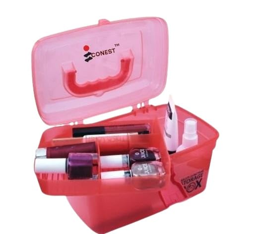 Makeup Organizer Box for Women | Vanity Box for Cosmetics, Toiletry & Travel | Beauty Storage Case for Makeup Kits Makeup boxes_066_red-image-46