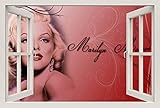 Unified Distribution Marilyn Monroe - Wandtattoo mit 3D Effekt, Aufkleber für Wände und Türen Größe: 92x61 cm, Stil: Fenster