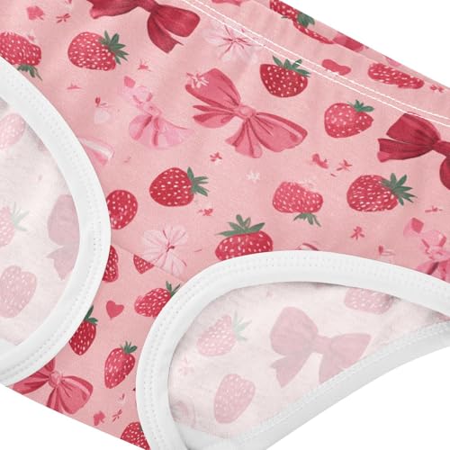 Wusikd Bows Strawberry Girls' Underwear Cotton Girls Briefs Soft Toddler Underwear 2T4