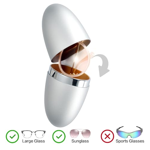 Image of Vemiss Hard Shell Sunglasses Case, Innovative Aluminum Large Glasses Case for Women Men (Silver)