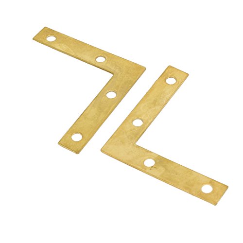 Sourcingmap 50mm x 50mm Angle Brackets Corner Braces Flat L Shape Repair Plates 12PCS, Gold Tone - Image 2