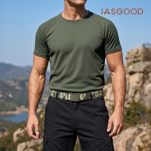 Image of JASGOOD Nylon Canvas Breathable Military Tactical Men Waist Belt With Plastic Buckle