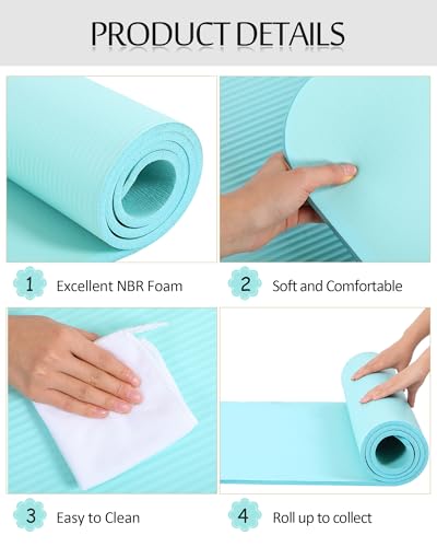 Image of Woanger Yoga Mats (72x24) 3 /8 Inch Thick Exercise Yoga Mat for Home Workout with Strap Non Slip Pilates Gym Supplies for Women Men