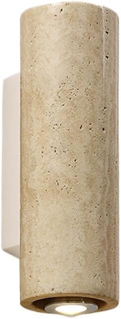 Applique murale travertin jaune haut de gamme cylindre 23 cm luminaire d'architecte
