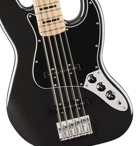 Affinity Series Active Jazz Bass V, diapasón de arce, golpeador negro, negro metálico