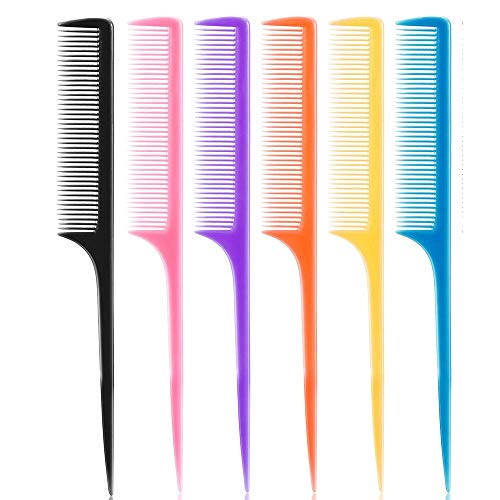 Lot de 24 peignes à queue de rat colorés avec manche fin et long pour coupe de cheveux Cover