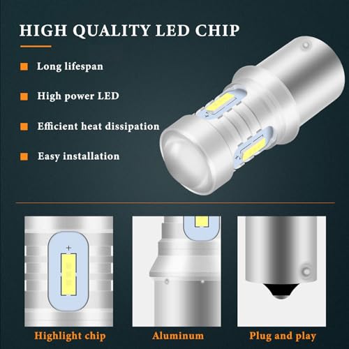 Image of 1860-4SMD Motorcycle Indicator Bulbs Long-Lasting, High-Brightness Beads, 1156 Cross Pin Fitting with Efficient Cooling and Easy Installation. Orange light (2)