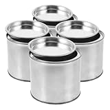 ELAYARD 4 Piezas Latas Metálicas para Pintura con Tapa Recipientes Redondos para Almacenaje de Tintas y Pinturas Manualidades DIY
