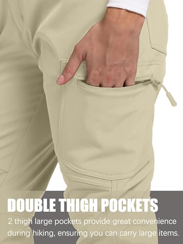 Women's Polar Fleece Lined Waterproof Hiking Pants Insulated Softshell Warm Outdoor Winter Snow Ski Pants - Image 6