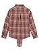 Noomelfish Girls Long Sleeve Plaid Button Down Shirt Tie Front Blouse Tops, Burgundy Plaid, Size 13-14 Years