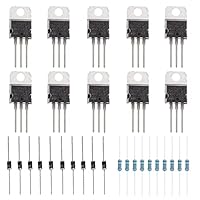 Youmile 30 stücke TIP120 60 V 5A NPN Darlington Bipolar Leistungstransistor TO-220 3Pin für Arduino Mit 2,2 k Ohm Widerstände, 1N4001 DIODE