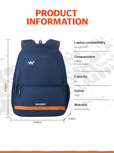 Image of Wildcraft Outlander 35 Laptop Backpack Bag for Man & Women,35L Ideal bags for men Office use /School /College Boys and Girls, 2 Compartment Bag,