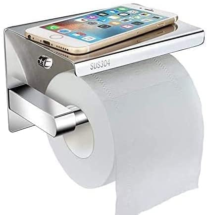 Portarrollos para Papel Higiénico, Telgoner portarrollos baño adhesivo, Acero inoxidable SUS304, Porta Rollos de Papel Higienico con el Teléfono Móvil ...