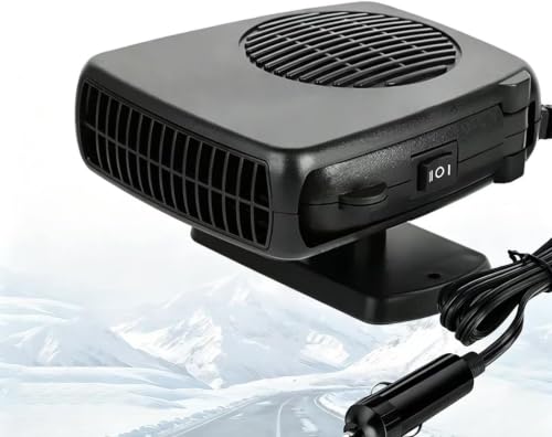 Summer Car Cool Down Fan 12V 150W 2-in-1 Portable Auto Heating Cooling Fan Plug-in Cigarette Lighter Vehicle Windshield Defroster for All Vehicles