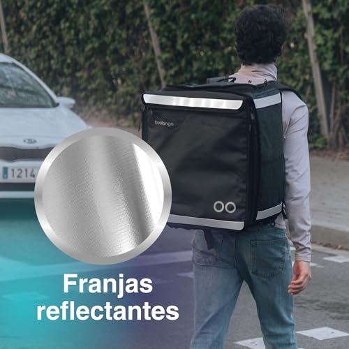 Boolanga Bolsa de Reparto Isotérmica 89L • Mochila Térmica Extensible Gran Capacidad • 100% Impermeable Tarpaulin 500D • Bandas Reflectantes • Plegable y Ergonómica para Entregas, Negro - imagen 4