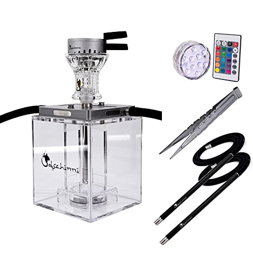 Dschinni Cube Party Shisha Set I kleine Shisha mit Blow-Off System & Molassefänger I Edelstahl-Shisha mit Magnet…