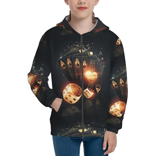 Creative Poker Kids Pullover Hoodies Boys Zip Up Sweatshirts Girls Athletic Clothes with Pocket3
