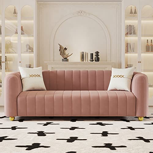 Kadway Mid-Century Modern Sofa for Living Room, 84" Pink Luxury