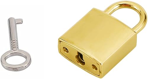 Mini cerradura de metal - Candado de repuesto de zinc con llaves, espejo brillante (dorado)