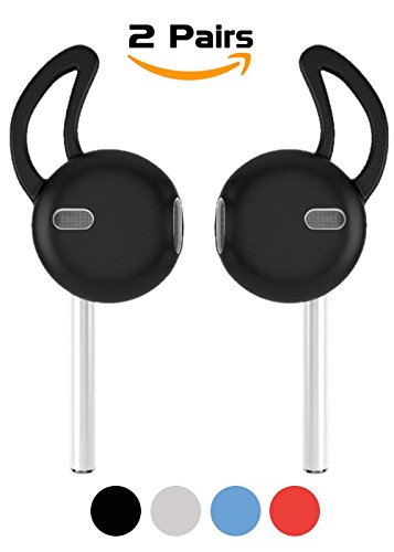 2 Paires Cover pour Airpods,Bidear Silicone Crochet d'oreille Accessoires Housses pour Apple Écouteurs(Noir)