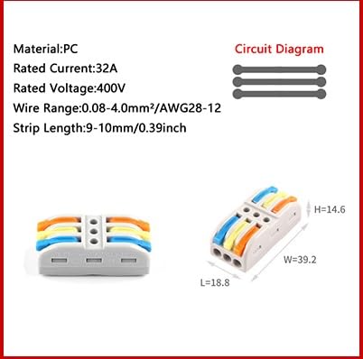Image of ZIVIK 3 in 3 Out Mini Compact Wire Connectors With Test Hole,30 Pcs Compact Lever Cable Nut Jointner, Universal Quick Wiring Cable Connection Push-in Conductor, Cable Conductor Clamp (30, 3 In 3 Out)