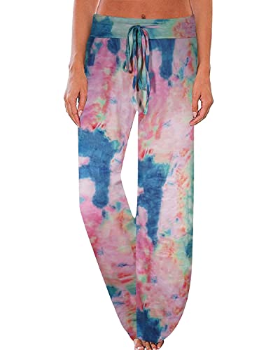 Image of NEWCOSPLAY Women's Comfy Pajama Pants Casual Drawstring Palazzo Lounge Wide Leg Pants
