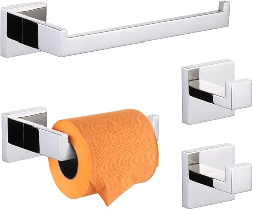 Opiniones y reviews de Juegos de accesorios de baño disponible en línea para comprar. 43 Juego de Accesorios de Baño de 4 Piezas, Toallero Baño 27cm + Portarrollos para Papel + 2 Gancho,304 Acero Inoxidable (4, Cromo Plata)