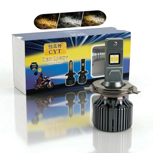 Image of CYT F30 50Watt 5000LM Universal LED Headlight Bulb for Bikes and Scooters | 4-in-1 Multi-Color Modes (White, Yellow, Hybrid, Strobe) | CSP LED with 9000 RPM Cooling Fan | 12-Month Warranty