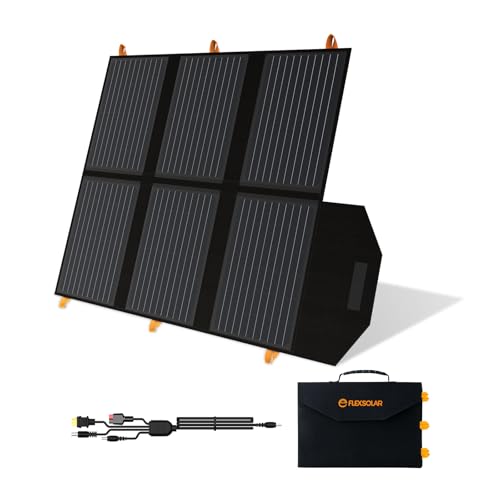 FlexSolar 60W Faltbares Solarladegerä, ETFE tragbare Solarmodule mit DC/QC 3.0 USB-A & USB-C(PD 45W) Ausgang für Notstromversorgung Camping Rucksäcke Kompatibel mit Smartphone Tablet Stromstation