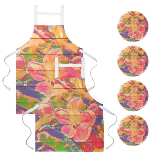 Tablier de cuisine lot de 2 anti-taches pour nettoyage pâtisserie et restaurant avec broches
