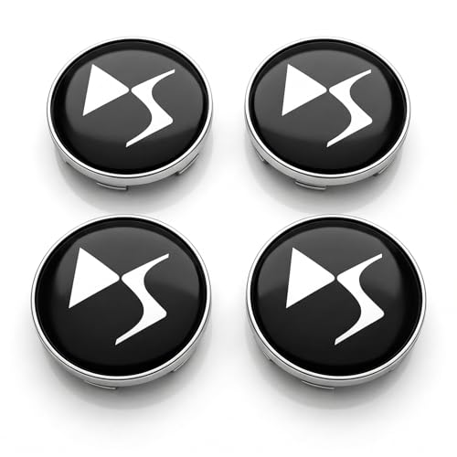 4 pièces pour Citroen DS3, pour DS3, Cache Moyeu pour Citroen, pour DS3 Accessoire, Cache Moyeu, Diamètre : 60 mm, Noir, pour Citroën DS3, DS4 et DS6,...
