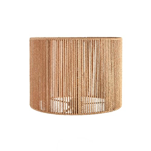 Boho Lamp Shades Small Lamp Shades For Table Lamps Wicker Drum Bell Lamp Shade for floor lamps Vintage Rattan Lampshade for Hanging Lamp Wall Sconce Spider Fitter Replacement Floor Lamp Shade Large