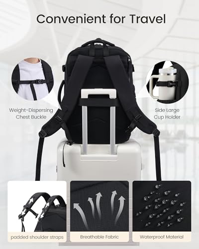 Image of LOVEVOOK 40L Travel Backpack for Women Men, Carry on Backpack for Airplanes | Airline Approved Personal Item Travel Bag Fit 17 Inch Laptop, Waterproof Travel Essentials Weekender Bag with 3 Packing Cubes