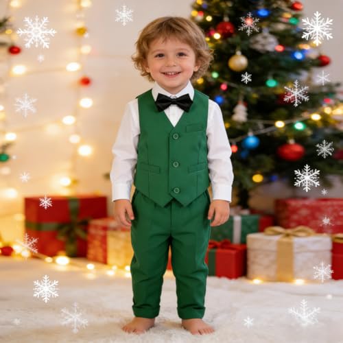 Image of Baby Boys Clothes Suits Toddler Black Formal Gentleman Wedding Outfit Dress 5Pcs Kids Infant Slim Fit Suit Sets 3T