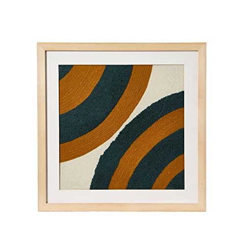 Creative Co-Op 18" Square Abstract Embroidery In Wood Frame Wall Art, Multi #TOP18