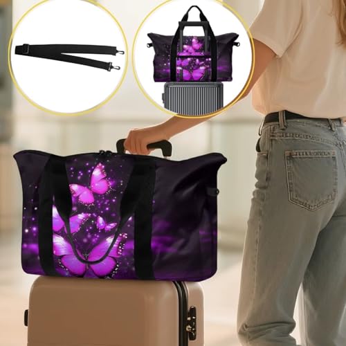 BIGCARJOB Bling Butterfly Duffle Bag for Travel Camping Butterfly Overnight Bags Carry On Personal Item Travel Bag Outdoor Gym Duffel Bags with Adjustable Strap3