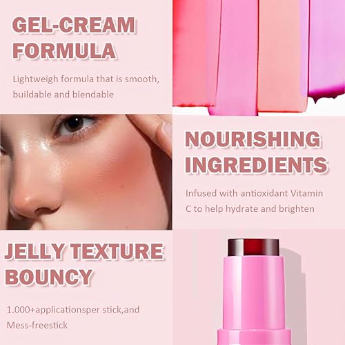 Bajajbeautyshop Cooling Water Jelly Blush Stick, Multi-Use Cheek and Lip Stains & Tints, Long Lasting Milk Water Jelly Blush Lip Gloss, Waterproof, for Women Girls (Chill) - Image 7