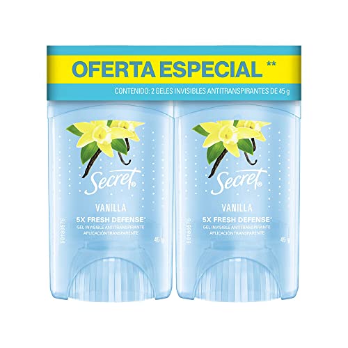 Talcos Y Desodorantes, Drugstore Secret SECRET Desodorante Mujer, Gel Invisible, Antitranspirante Mujer Aplicación Transparente Vanilla 2 Unidades de 45 g cada